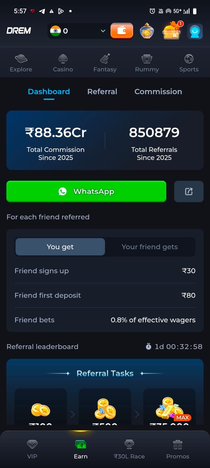 Earn & Affiliate Dashboard